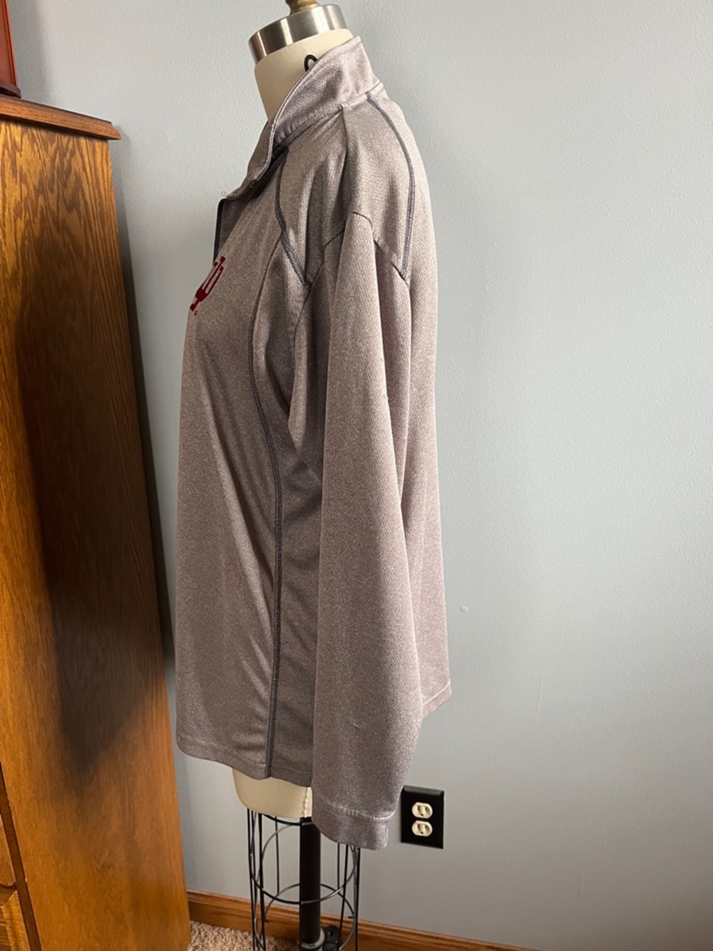 J. America Gray Quarter-Zip Pullover with Red IU Logo - Picture 5 of 6